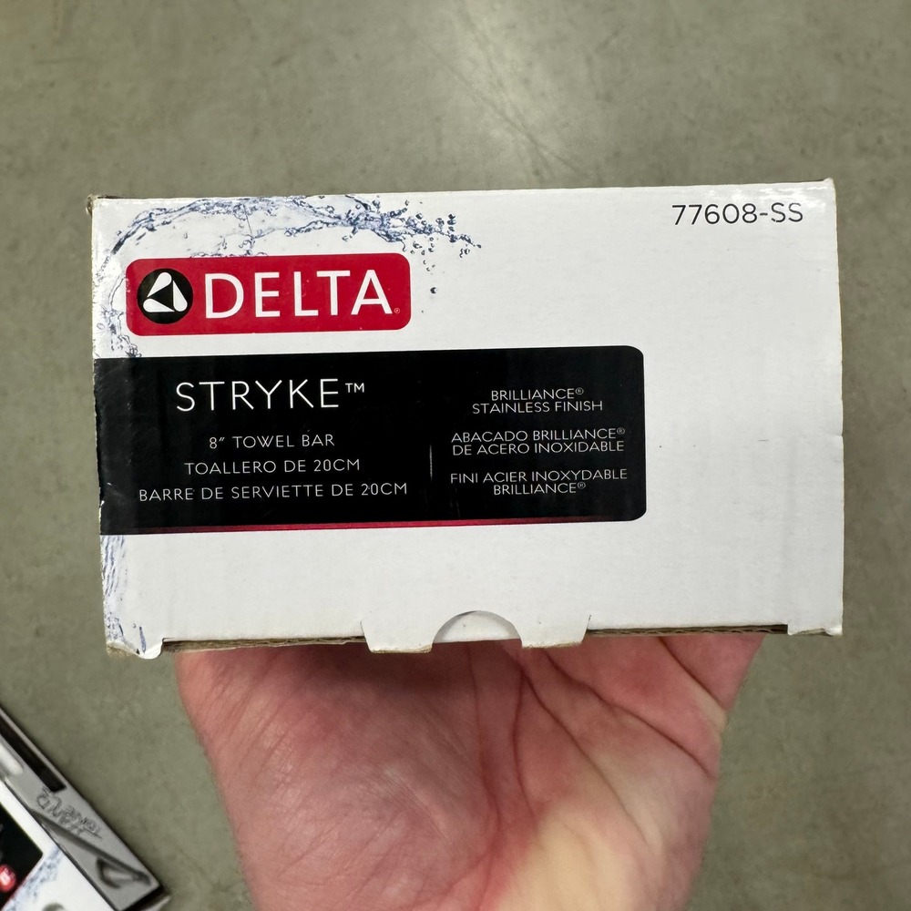 Delta Stryke 8 Inch Towel Bar Brilliance Stainless Finish 77608-SS Bathroom New - Picture 5 of 6
